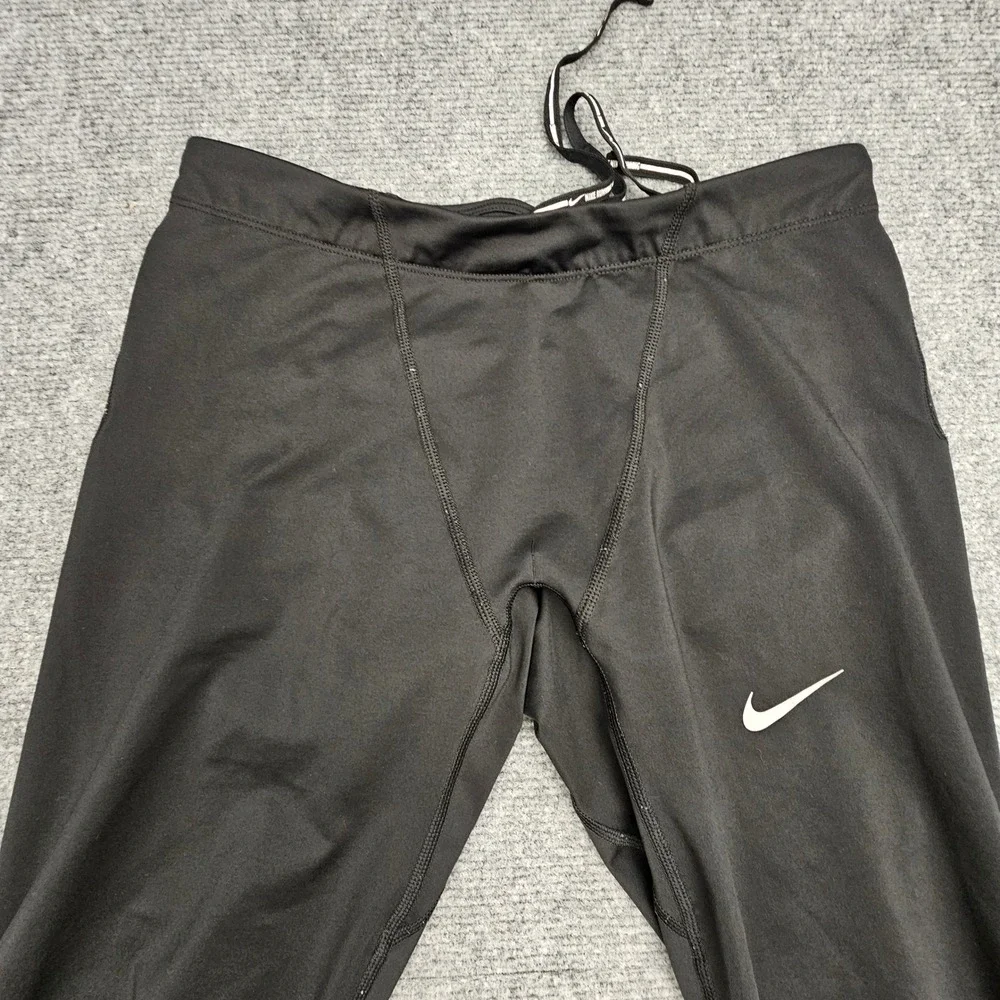 Nike Running Leggings Mens Large Black Dri-Fit Reflective Athletic Gym Tights L